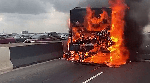 Fire ruins BRT bus in Lagos