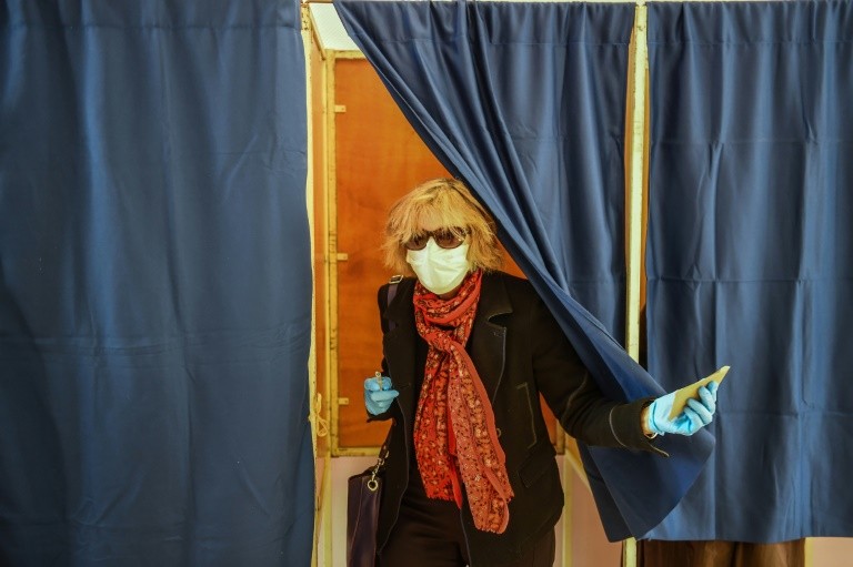 Hand Gel At The Ballot Box As France Votes Amid Virus