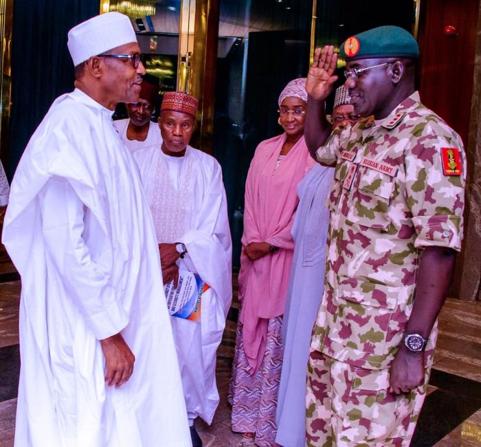 Buhari And Chief Of Army Staff Buratai In Closed Door Meeting