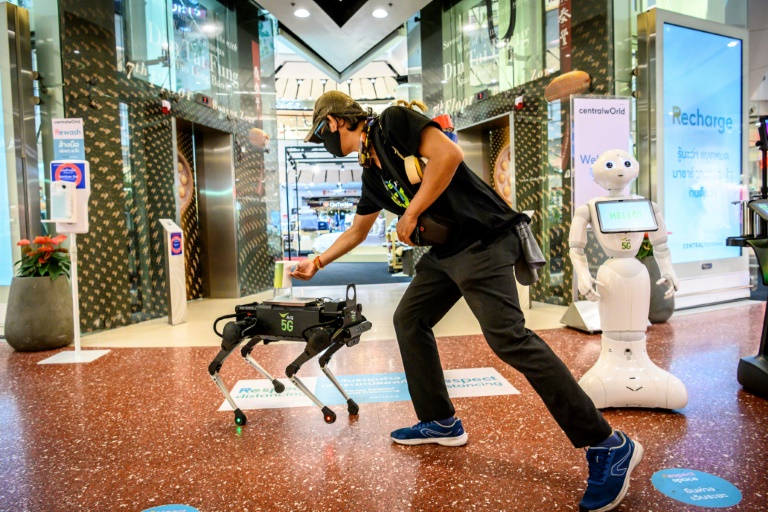 Robot dog hounds Thai shoppers to keep hands virus-free