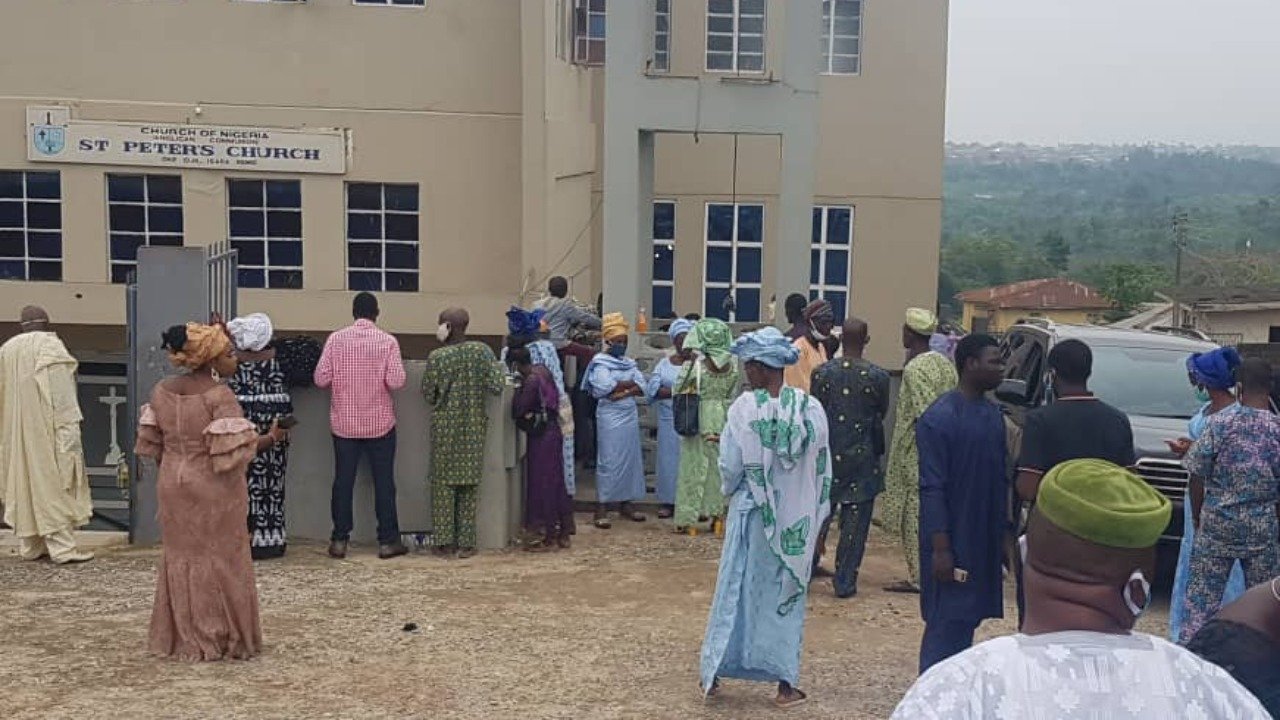 Obasanjo Observes COVID-19 Protocol At Burial, Shuts Church Door