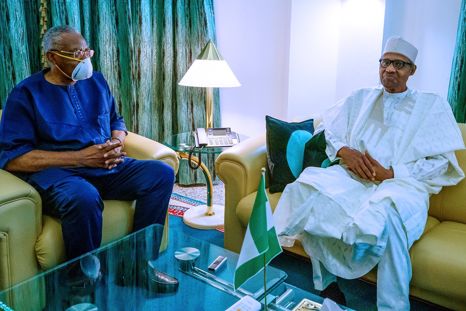 Buhari meets Gen. T.Y. Danjuma at Presidential Villa