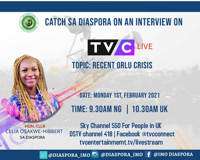 Orlu Crisis: SA Diaspora Invited To TVC Talk Show