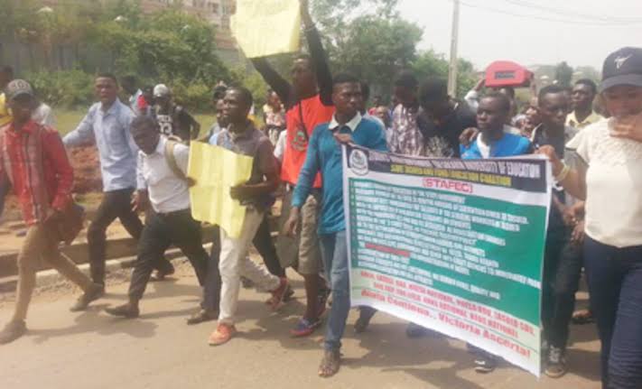 TASUED Students Protest Over New Medical Fee