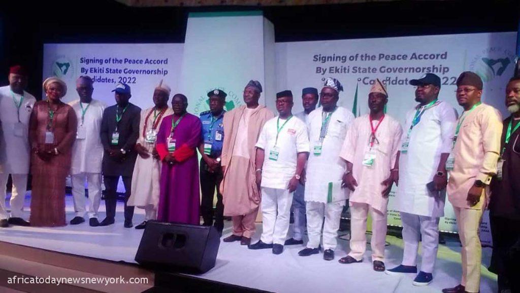 Ekiti Guber Candidates Sign Peace Accord Ahead Of Elections