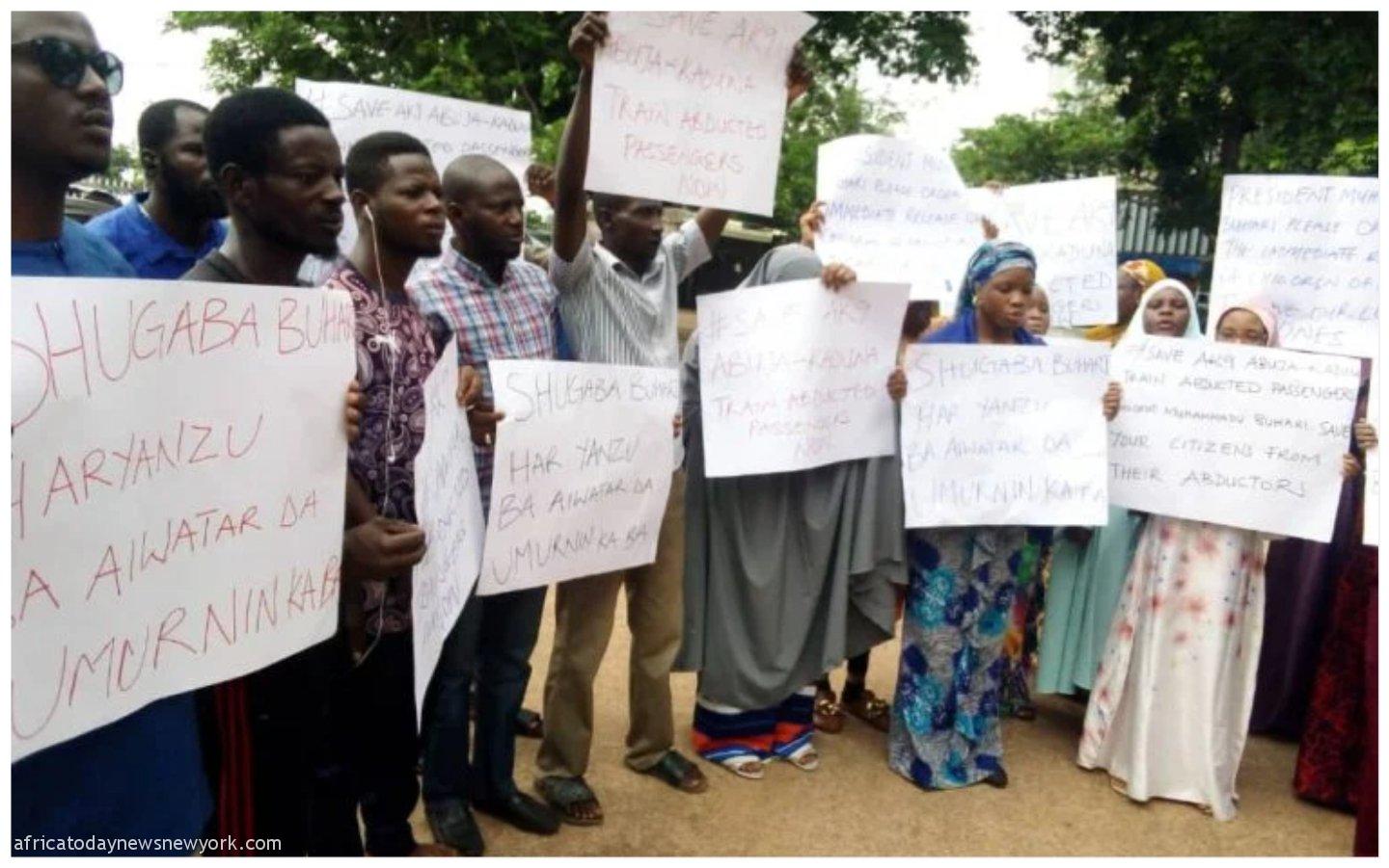 Families Of Kidnapped Train Passengers Stage Protest In Kaduna