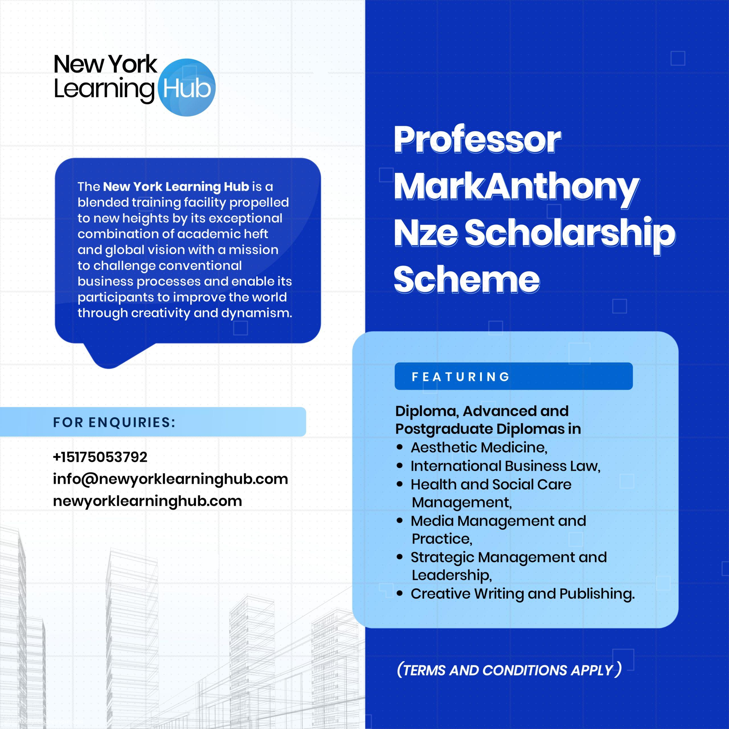 Prof. MarkAnthony Nze Scholarship At New York Learning Hub