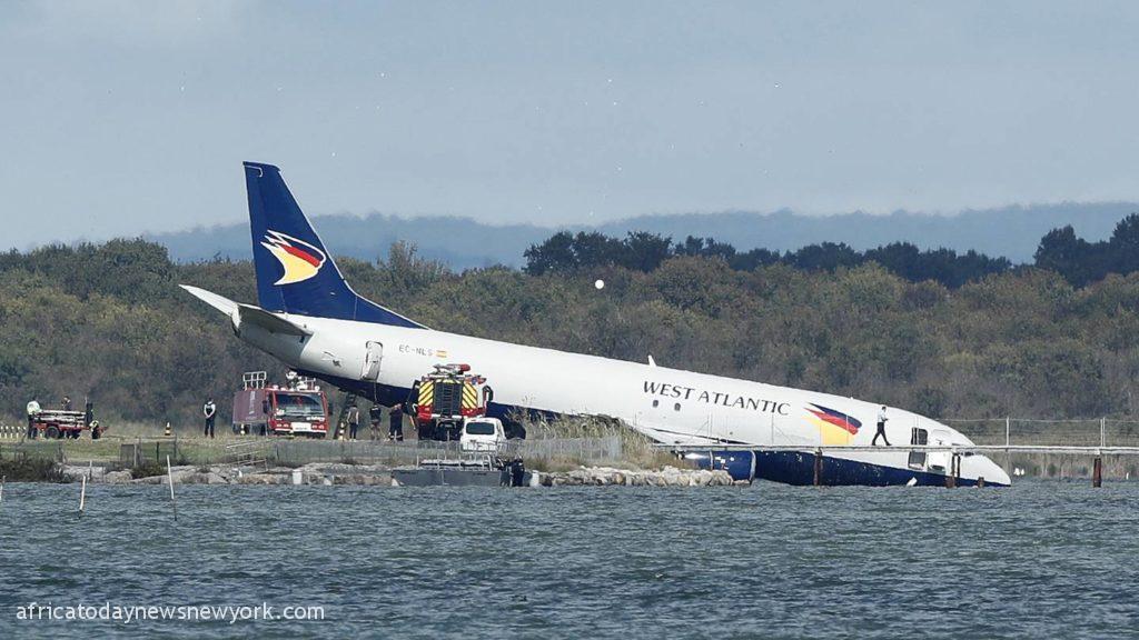 Airport Shut As Plane Skids Into Lake In France
