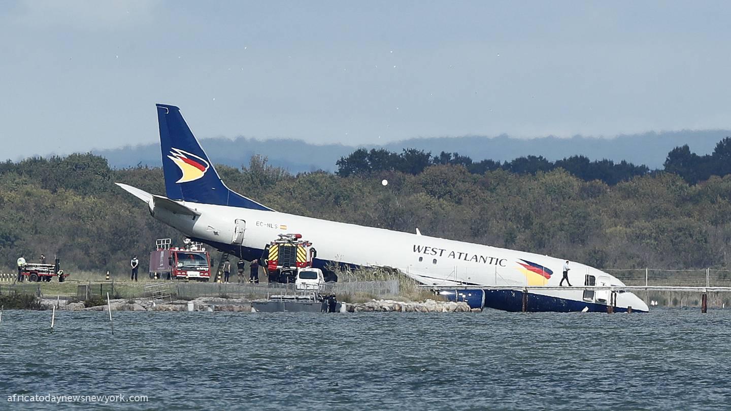 Airport Shut As Plane Skids Into Lake In France