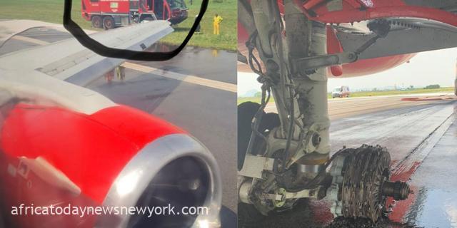 How Aircraft Tyre Bursts Into Flames While Landing At Abuja