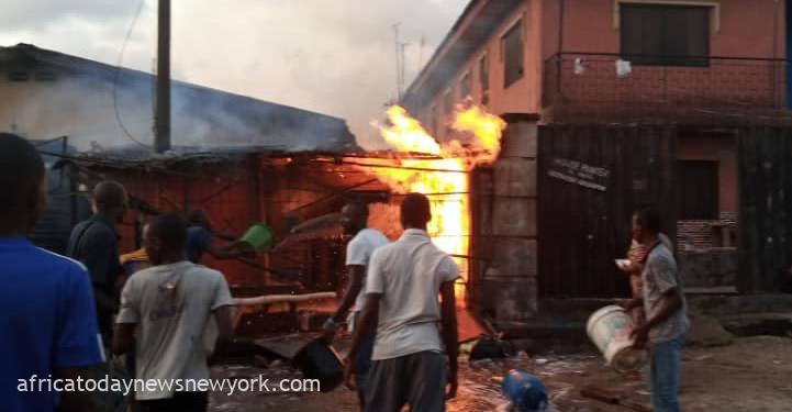 Panic As Horrific Gas Explosion Razes Building In Lagos
