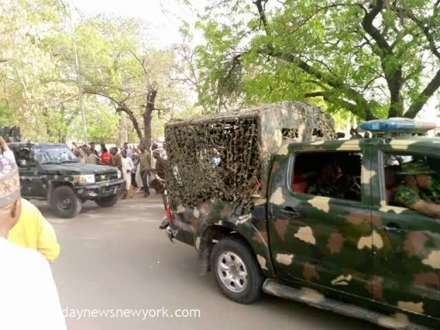 Armed Forces Seen Patrolling Former Emir Ado Bayero's Palace