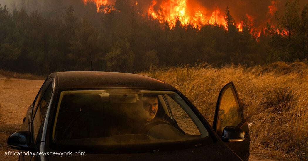 Crews Fight Relentless Wildfire Outside Athens