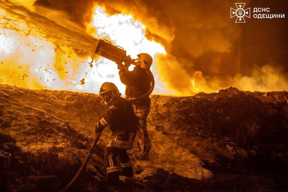 Ukrainian Drone Attack Ignites Fire at Russian Black Sea Port